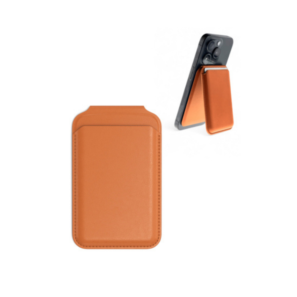 leather-magnetic-card-wallet-holder-w-stand-orange