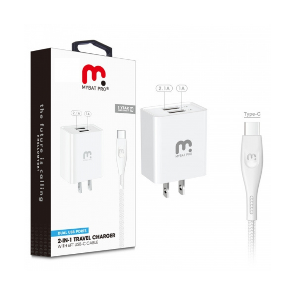 mybat-pro-dual-wall-charger-6ft-usb-c-cable-white